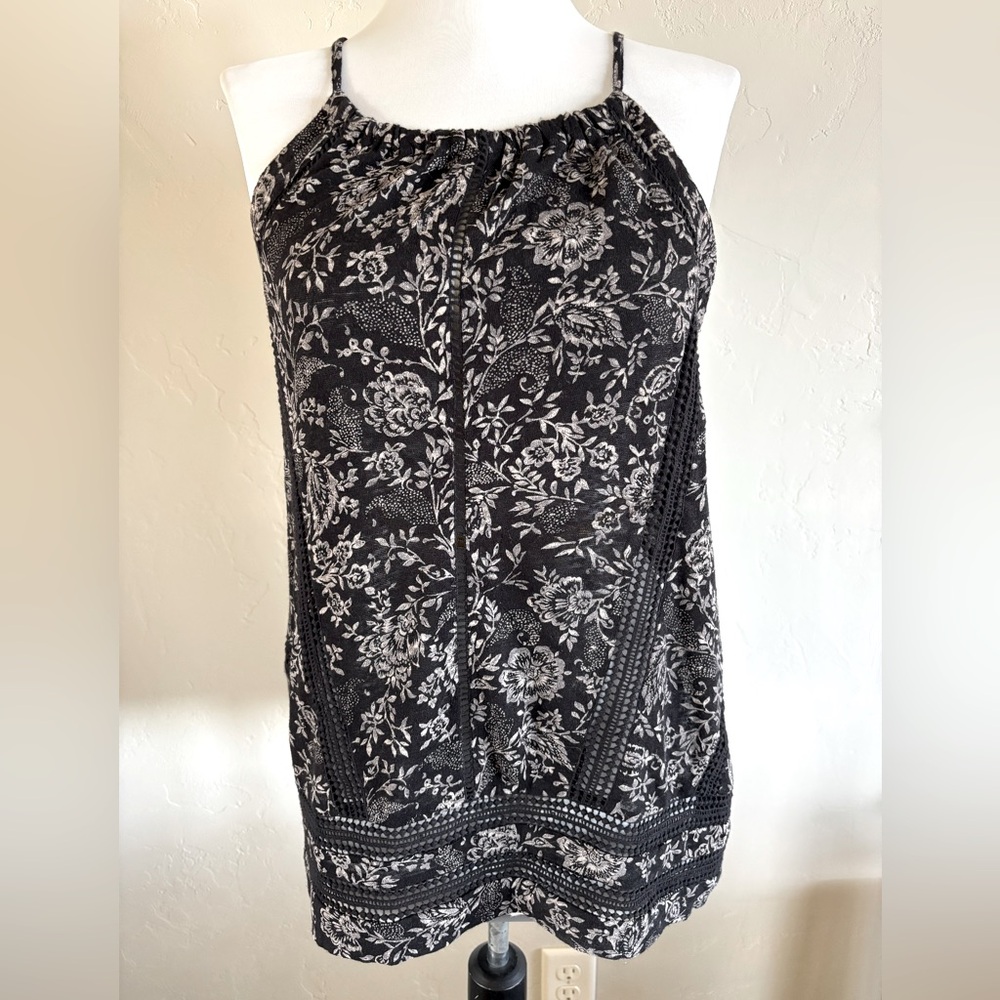 Lucky Brand Floral Black and White Women's Top Sz M